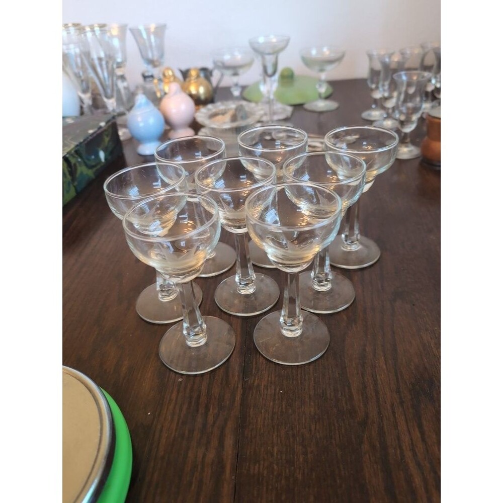Vintage Set of 8 Miniature Glass Cordial Glasses
